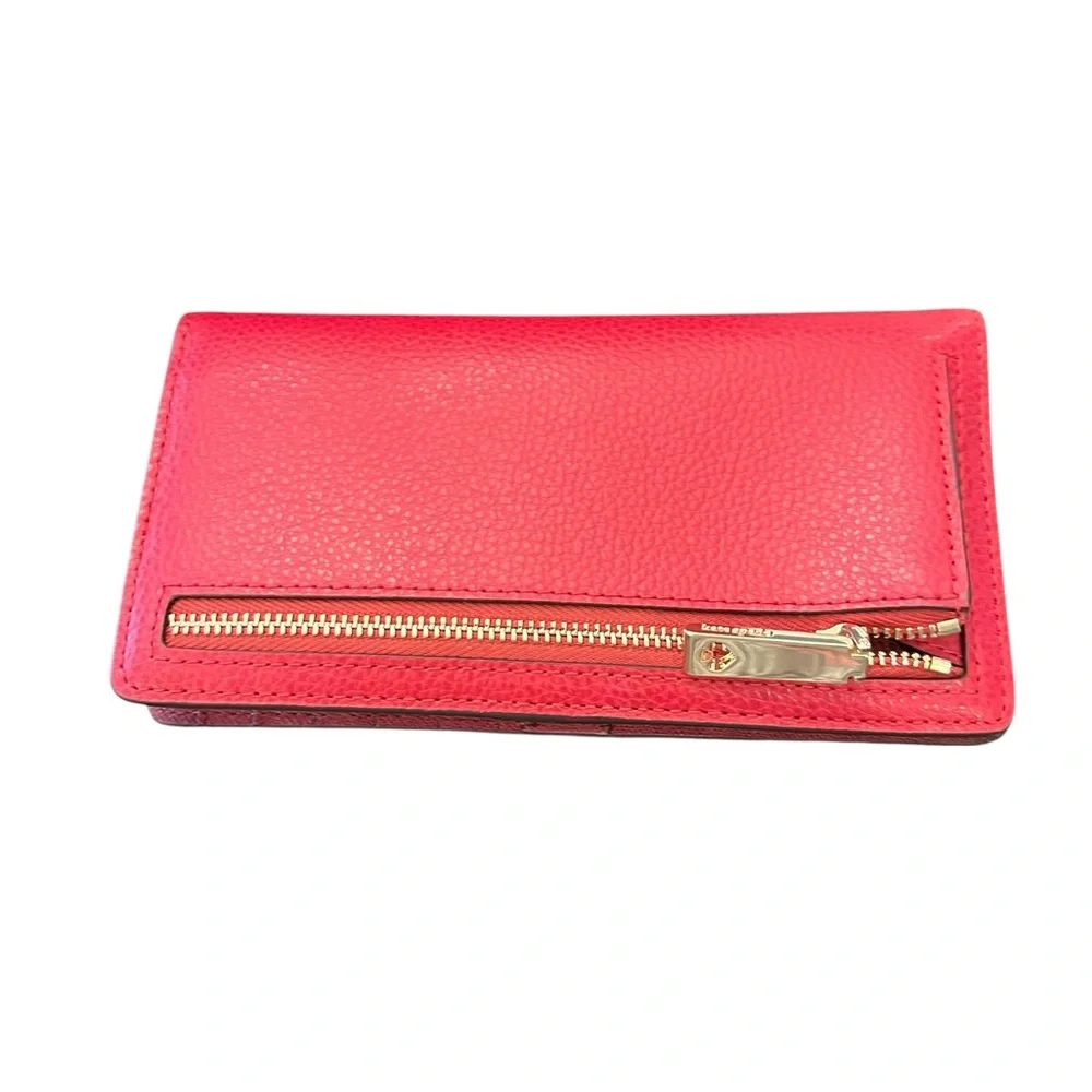 Kate Spade Eva Small Satchel Crossbody Bag‎ + Wallet Red Pebbled Leather Gold